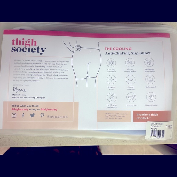 Thigh Society Navy Blue Cooling Slip Shorts XL/2XL - Picture 5 of 5